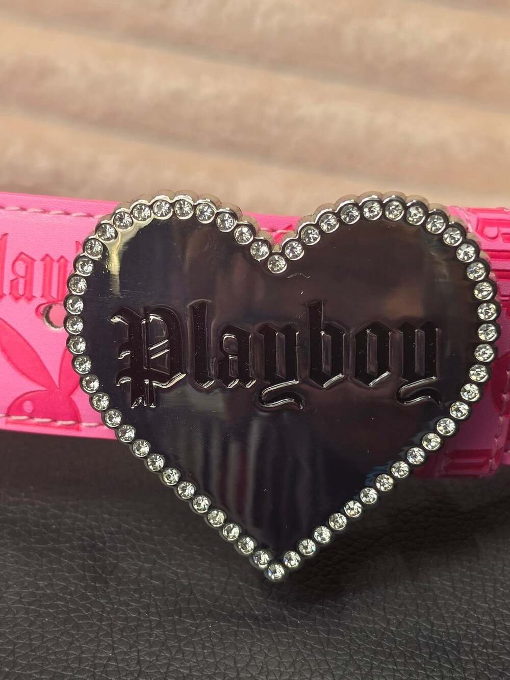 Playboy Pink Heart Rhinestone Belt